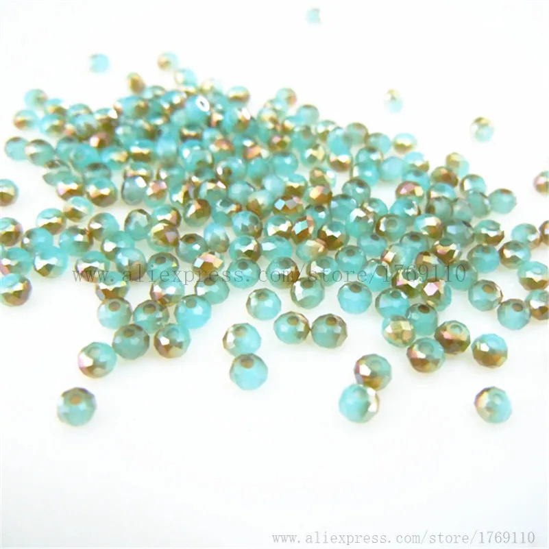 Isywaka Solid Blue Golden Color 170pcs 2mm Rondelle Austria Crystal Glass Beads Loose Spacer Round Bead for Jewelry Making