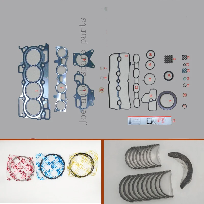 MR20DE Engine Full gasket set kit crankshaft connecting rod bearing piston ring for Nissan DUALIS X-TRAIL SENTRA 1997cc 2.0L