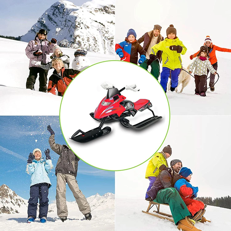 2024 New Type Snow Racer Scooter Sled Steering Wheel Brakes Kids Winter Ski Slider Board