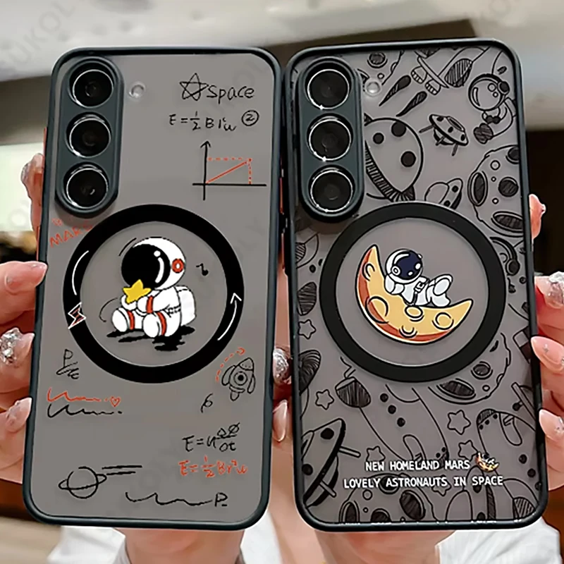 Astronauten-Muster Handyhülle für Samsung Galaxy S25 FE S26 S24 S23 S22 Ultra Plus S25 Edge für Magsafe Magnetisches Lade-Cover
