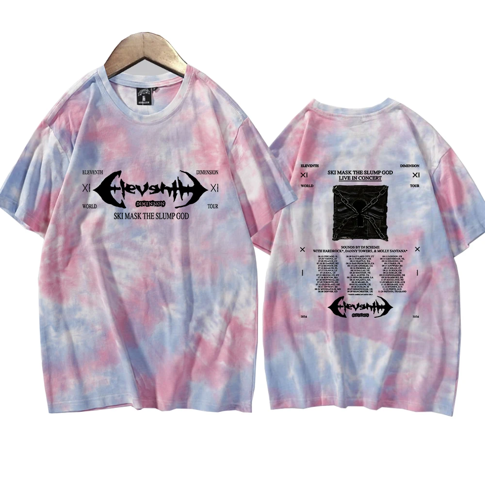 Ski Mask The Slump God 11th Dimension 2024 Tour Tie Dye Shirts Unisex  Round Neck Short Sleeve T-Shirt Fans Souvenir Gift