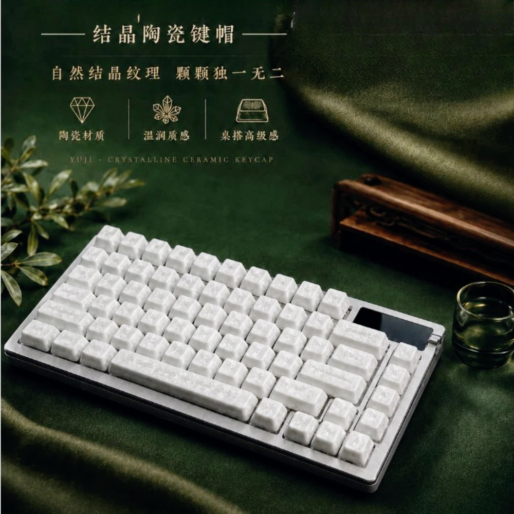 White Ceramics Keycaps Custom Cherry Profile Artisan Keycaps 64/78/84/98/104% Mechanical Keyboard Cap Table Tower Game Accessory