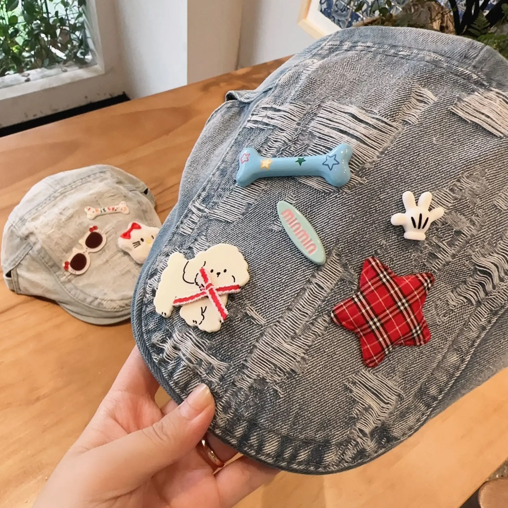 Y2K Distressed Denim Baseball Cap Women DIY Customizable Yabi Fashion Cute Streetwear Summer Bucket Hat Unisex​