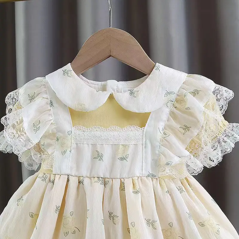 Kinder Mädchen Lolita Sommer modische Kinder Prinzessin Kleid Mädchen Baby Spitze flauschige Mesh Kleid Sommerkleid Mädchen Kleidung