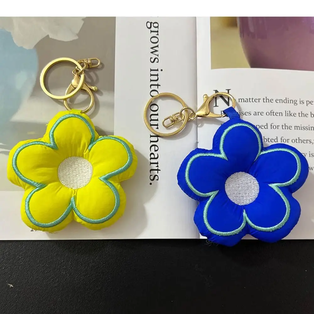 Creative Fabric Flower Keychain Simple Stuffed Sunflower Pendant Simple Soft Cotton Sakura Key Buckle