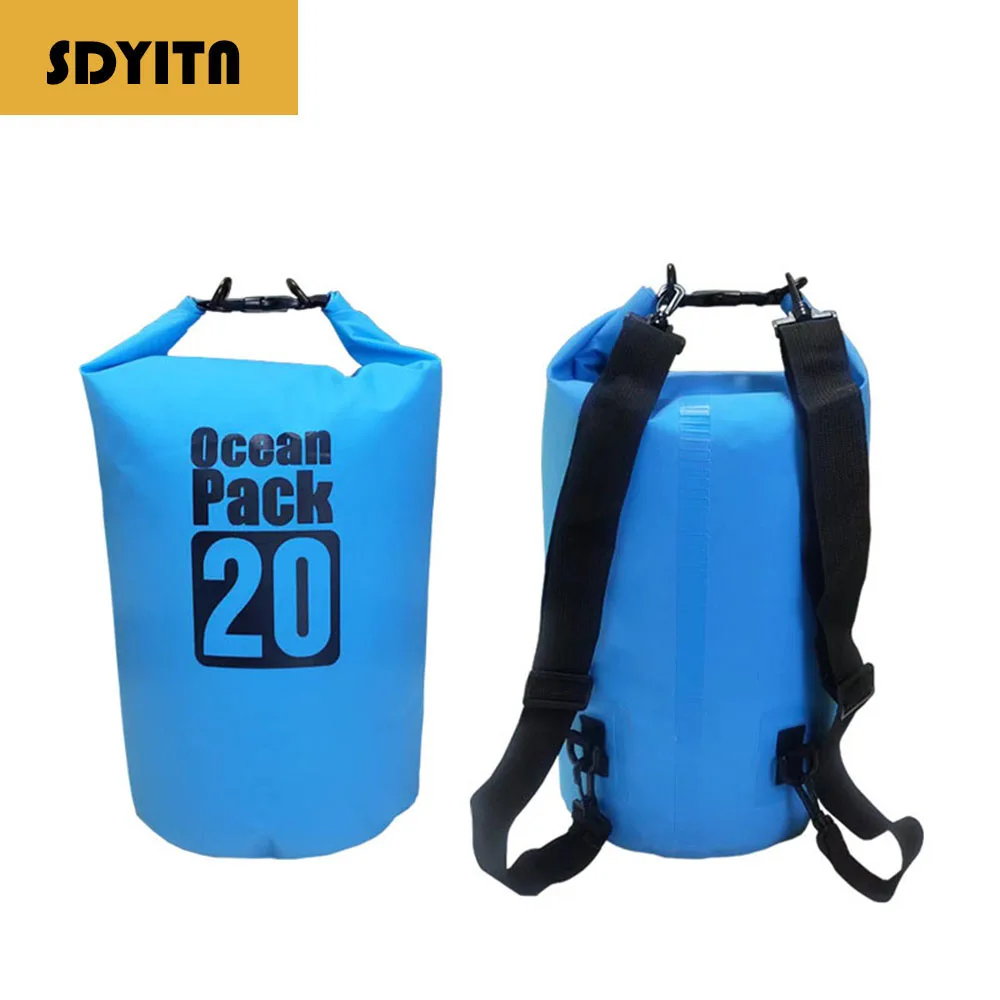 

Waterproof PVC Beach Bag for Swimming and Drifting Activities Bucket Backpack for Camping and Hiking