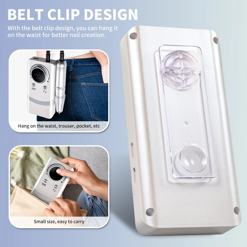 45000 دورة في الدقيقة المهنية ملف الأظافر قابلة للشحن الكهربائية مسمار الحفر آلة منخفضة الضوضاء مسمار ساندر ملف لأداة صالون مانيكير