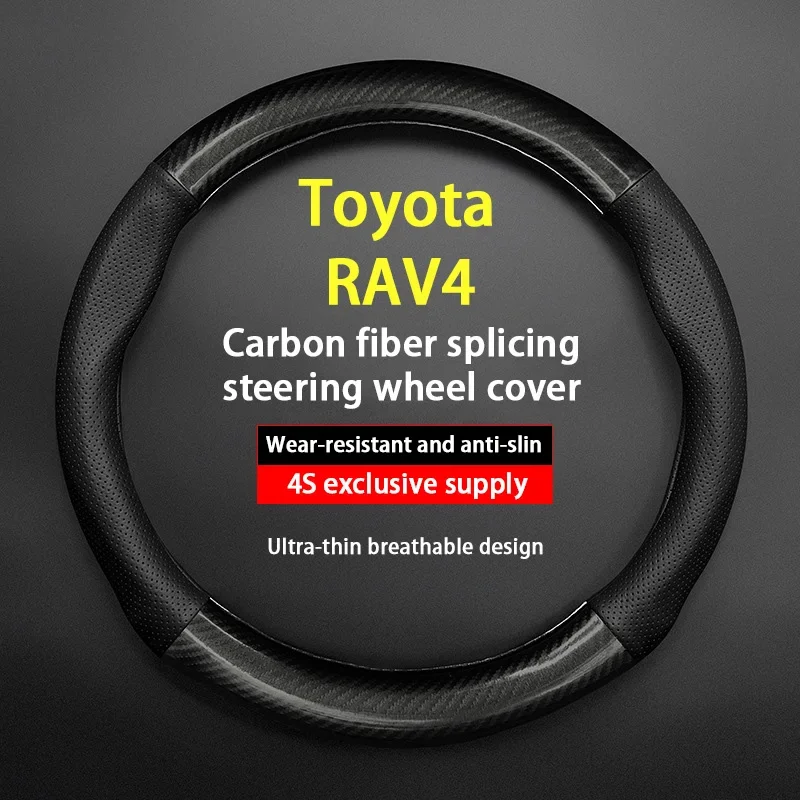 For Toyota RAV4 Steering Wheel Cover Leather 2.0L 2.4L 2009 2010 2011 2012 CVT 2013 2015 2016 2018 2019 E-CVT 2020 2021 2022