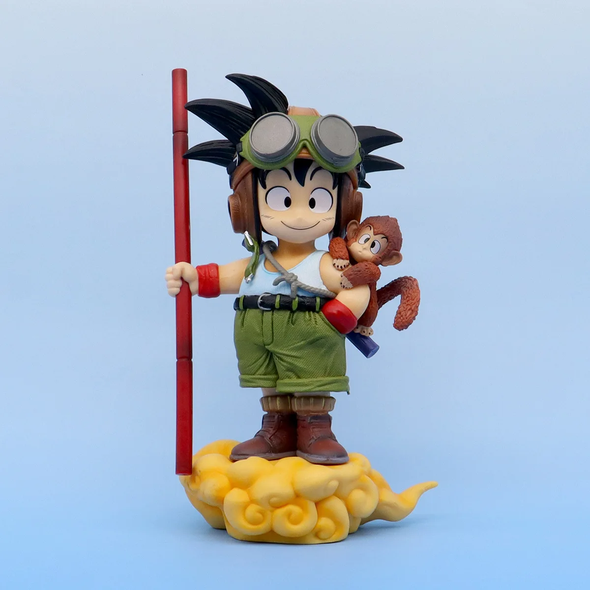 

24cm Cute Dragon Ball somersault cloud Young Goku Kakarot Statue model.PVC material.Desktop decoration Collection handmade model