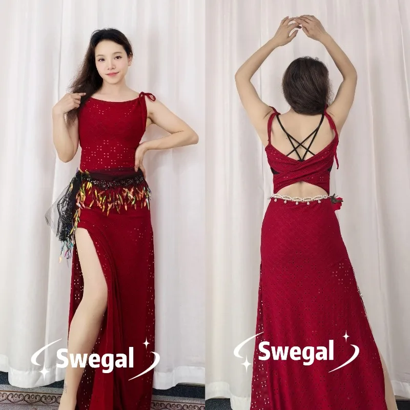 

Customized SWEGAL Belly Dance Practice Dress Strap Dress Oriental Dance Modal Cross Back Dress Beginner