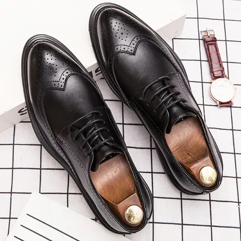 Classic Party Oxford Weddind Leather Shoes For Men Trend Social Brogues Leather Shoes Male  Men's Dress Formal Business Shoes