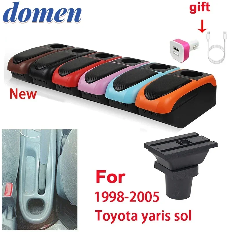 For Toyota yaris sol Armrest Box For Toyota Yaris Vitz Hatchback Car Armrest box 1998-2005 with USB cup holder Car Accessories