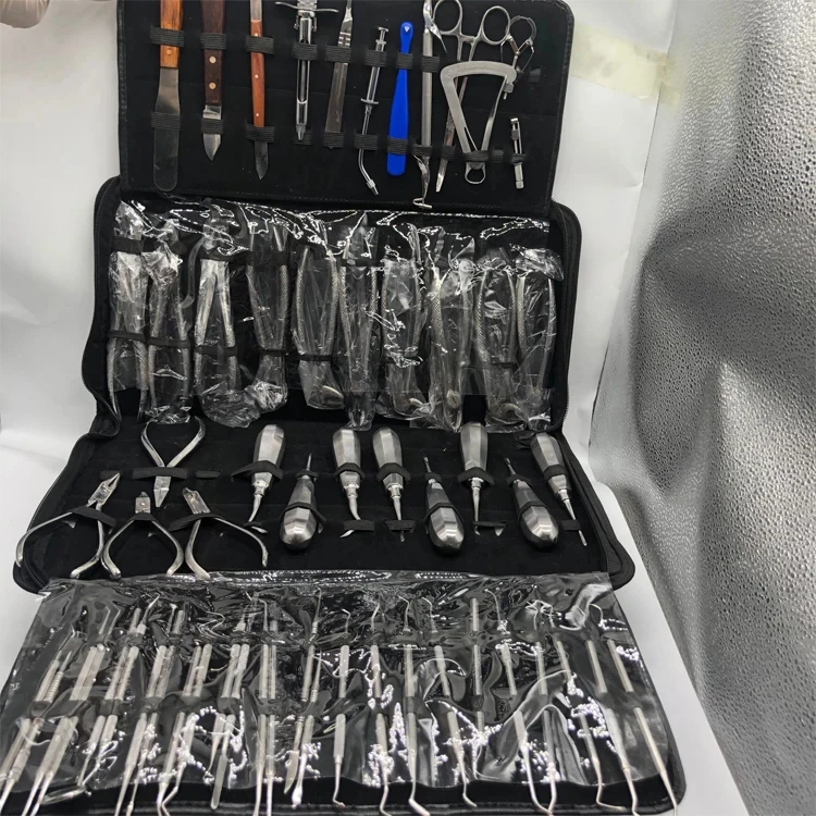 60PCS Dental Instrument Kit Dental Comprehensive Orthodontics Implantology Surgical Instruments Elevators Forceps