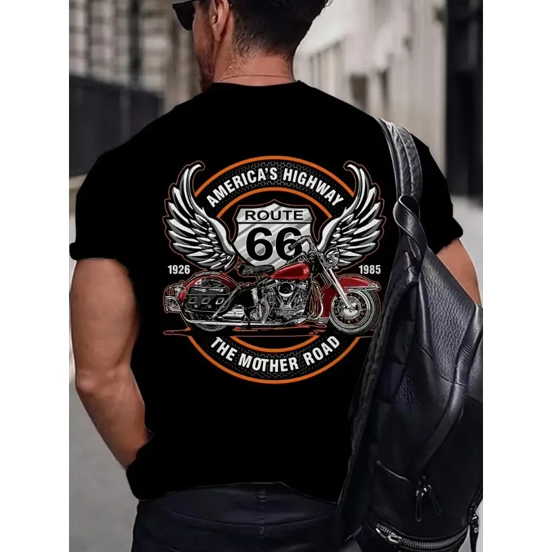 

Retro Route 66 3D Printed Men's T-Shirt Retro Loose Summer Crew Neck Men's and Women's Same Fashion Trend Style