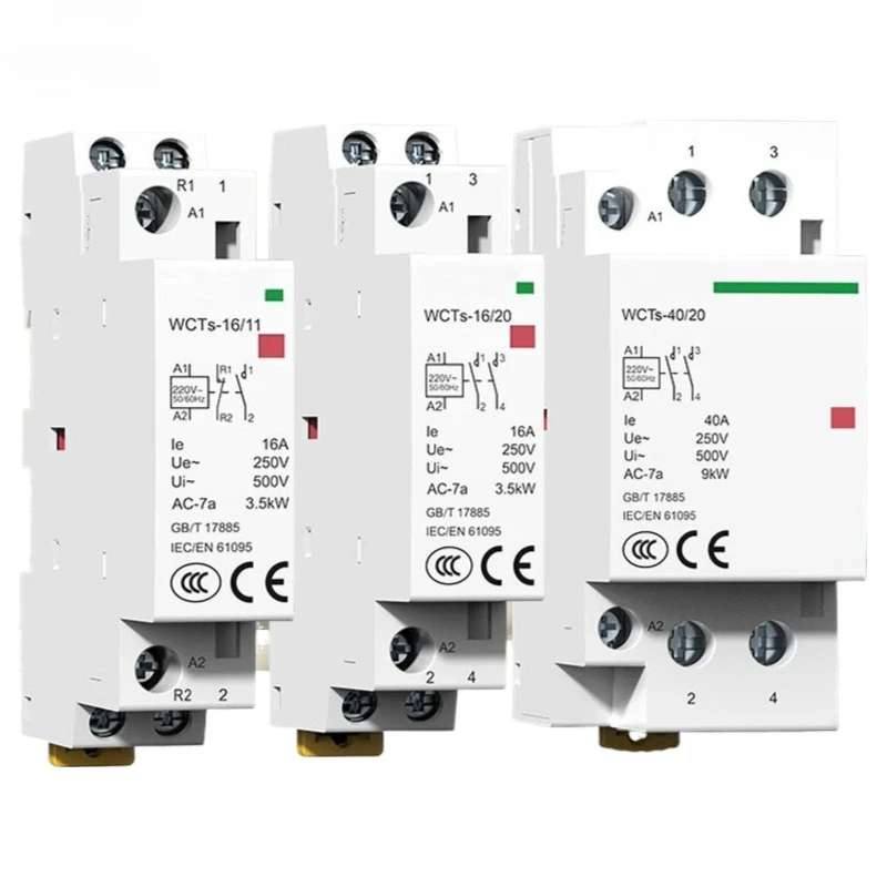 Modular AC Contactor for Smart Home 2P 16A 20A 25A 1NO 1NC 2NO 2NC Din Rail Mounted Household 220V 230V 50/60Hz for House Hotel