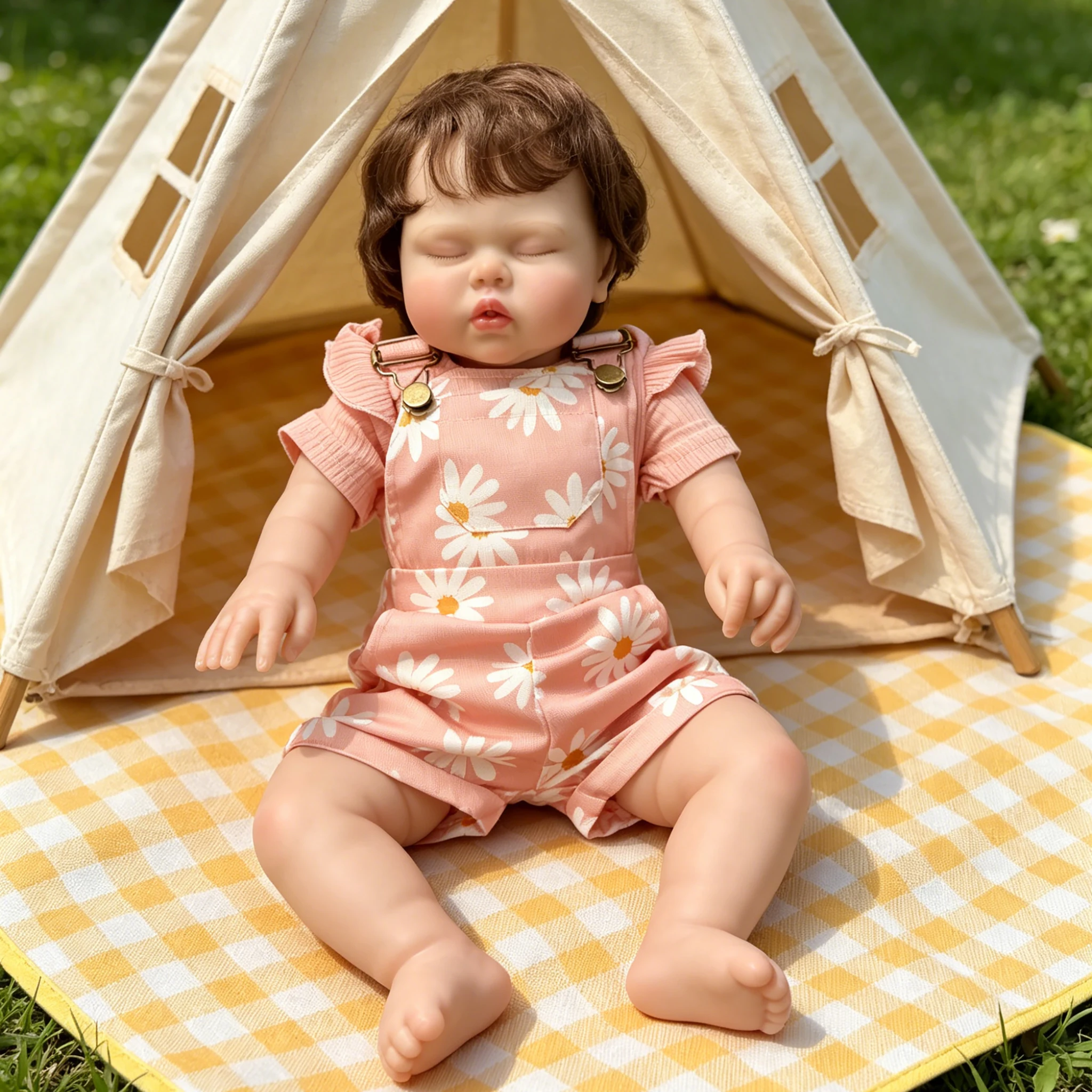 60cm Soft Cotton Body Multiple Layers Painting Skin Lifelike Reborn Pickle Sleeping Baby Doll Hand Rooted Hair Collectible