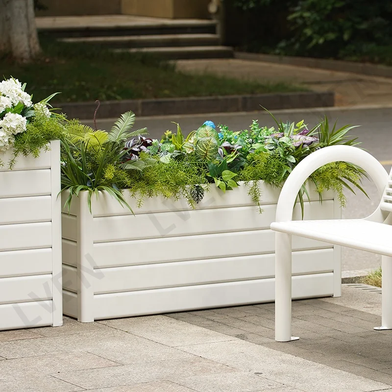 

Уличные металлические кашпо для цветов, коммерческие алюминиевые вазоны для общественного использования