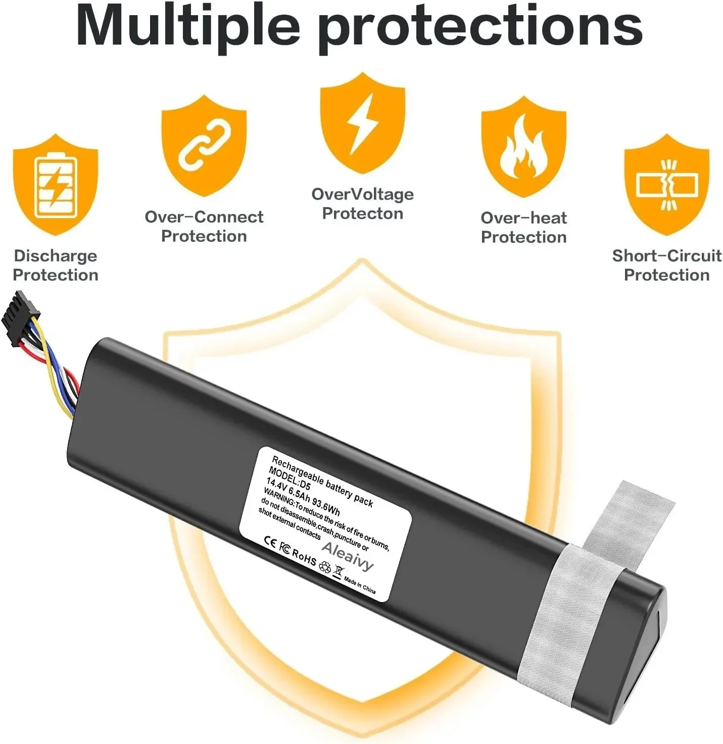 9800mAh Replacement Battery Compatible with Neato Botvac Connected D3 D4 D5  Durable Li-ion for D503/D701-D705 Robotic Vacuum