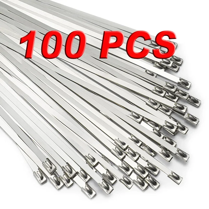 Metal Zip Ties 11.8 inch 100pcs / 20PCS Stainless Steel Zip Ties Heavy Duty Multi-Purpose Self-Locking Cable Ties for Machinery