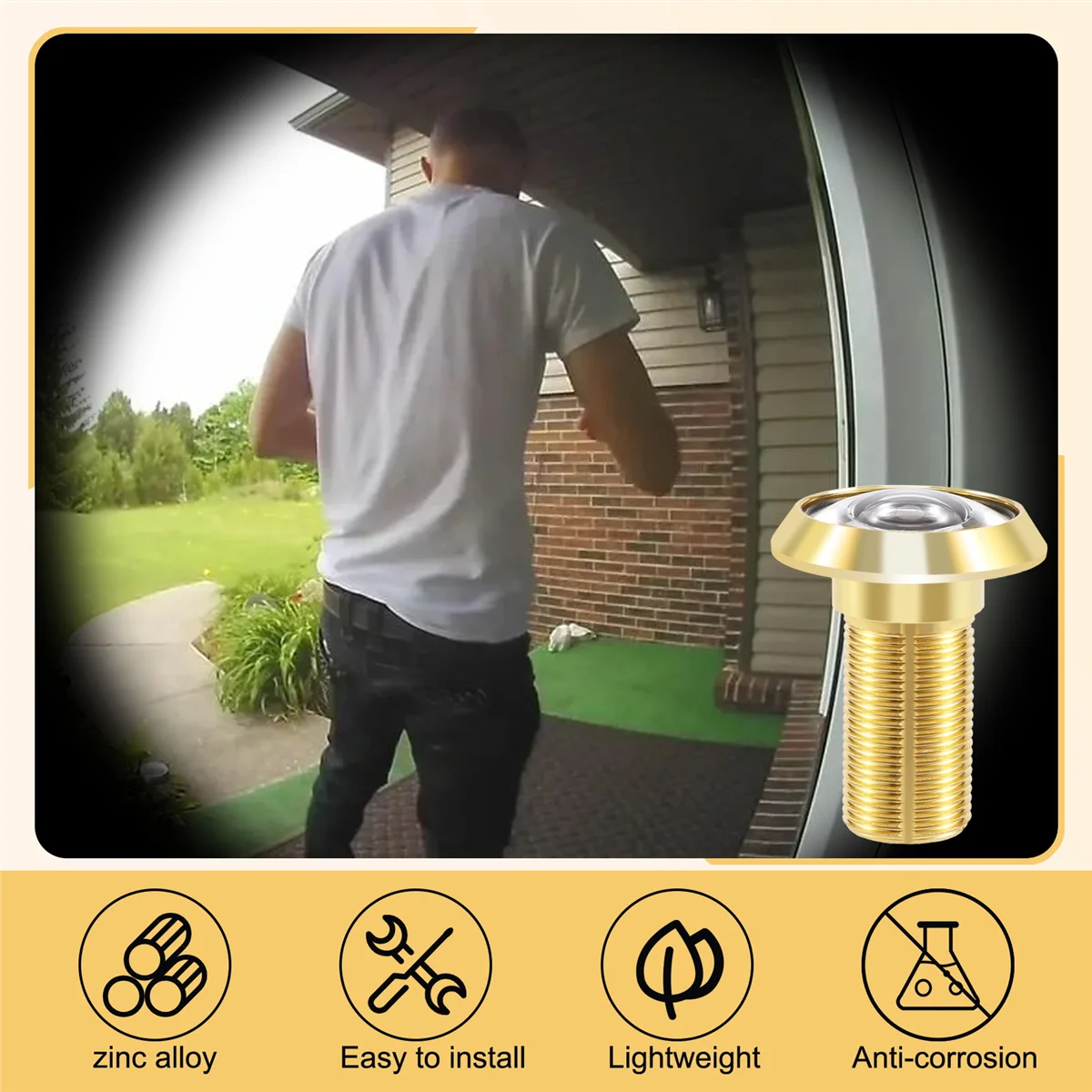 200 Grad einziehbarer 36–58 mm Sicherheitstürspion, Guckloch, Spionage + Abdeckung, Gold HEISS