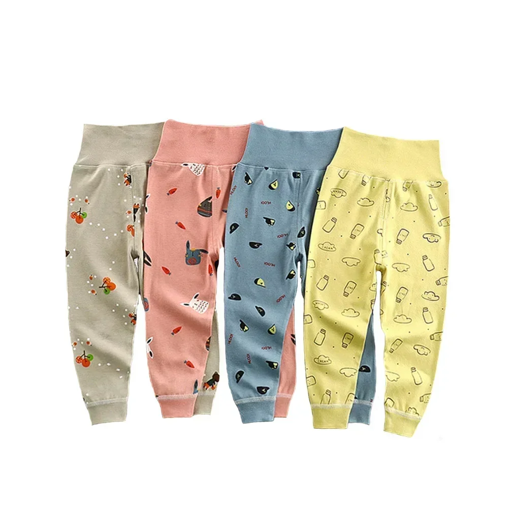 Baby Girls Boys Pants Toddler Bottoming Leggings Children Cotton Cartoon Trousers High Waist 2024 Autumn Newborn Kids Clothing