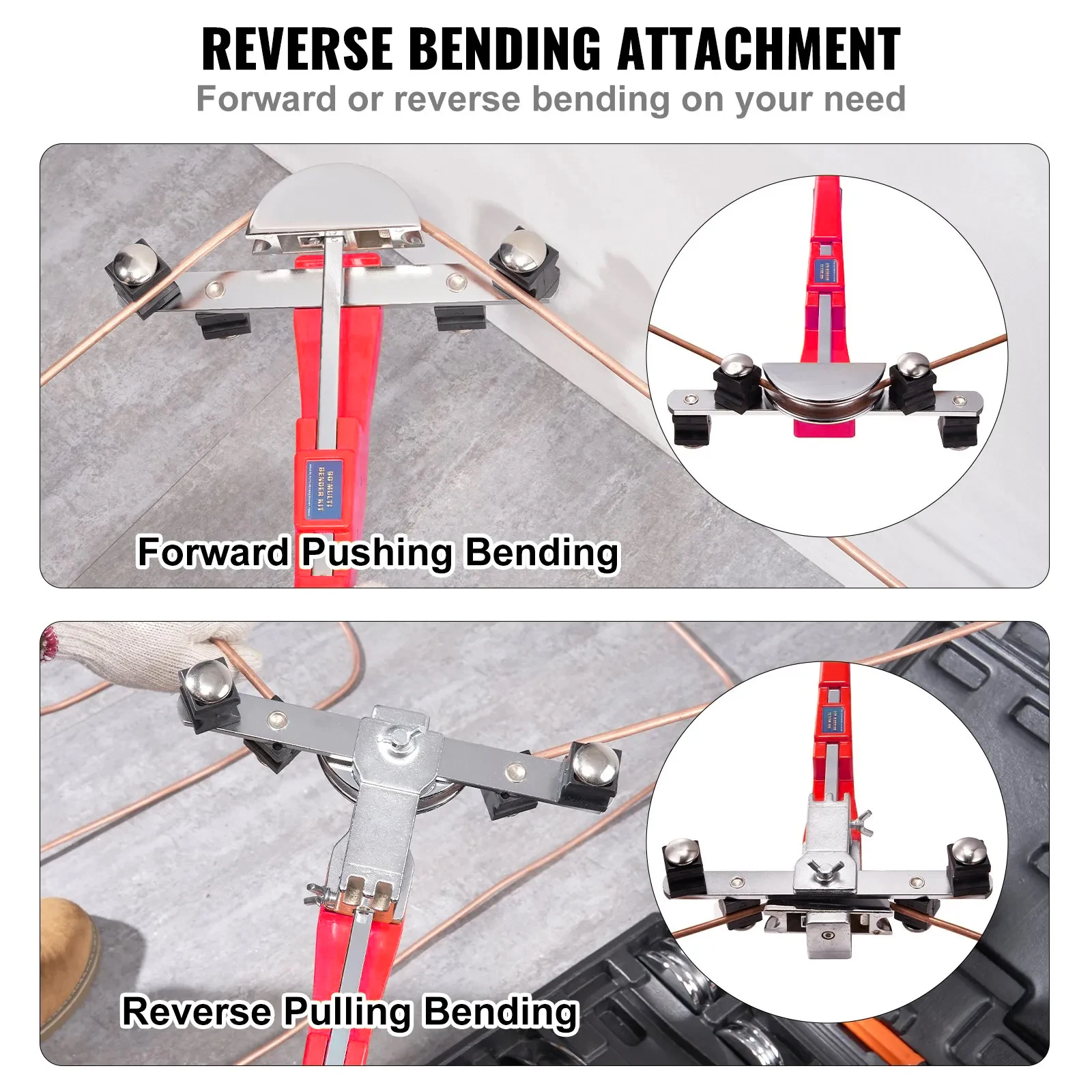 SIHAO Pipe Tube Bender, 1/4"-7/8" O.D. Ratcheting Tubing Bender, 90° Forward/Reverse Pipes Bending Tools with 7 Dies