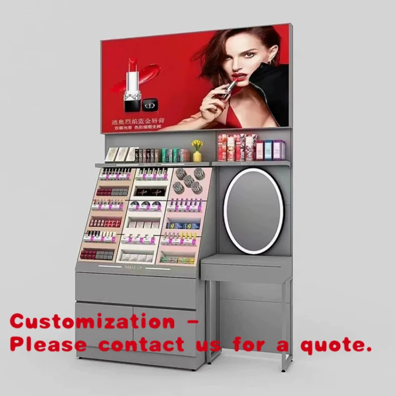 

Customize.LED Lighted Resistant Easy Assembly Cosmetic Display Stand with Drawer Makeup Store Mirror