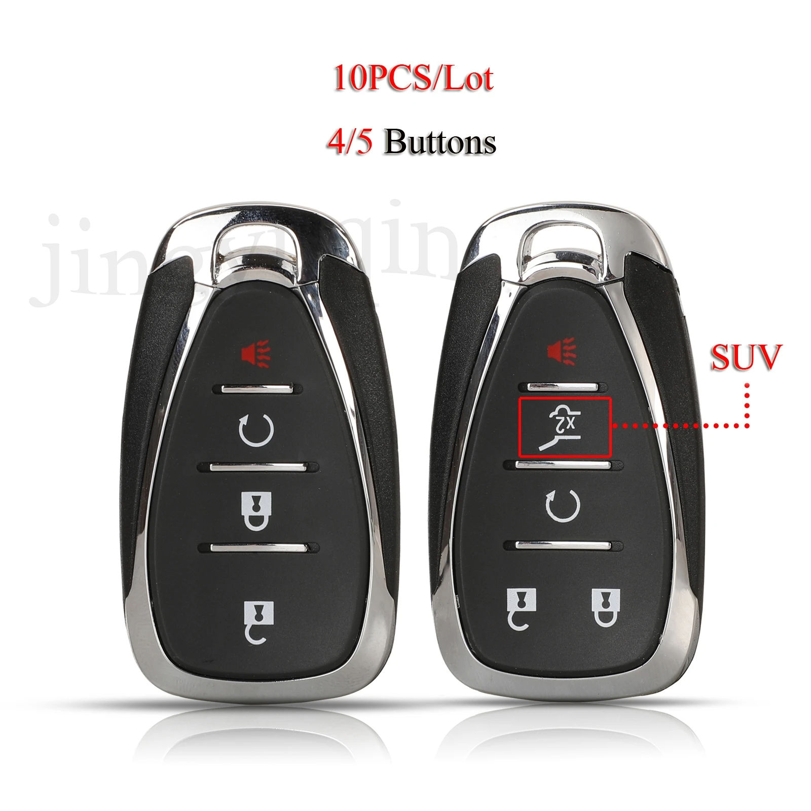 

jingyuqin 10PCS/Lot Car Key Shell For Chevrolet Cruze Malibu Camaro 4/5Buttons With Uncut Key Blade Key Case Cover Replacement