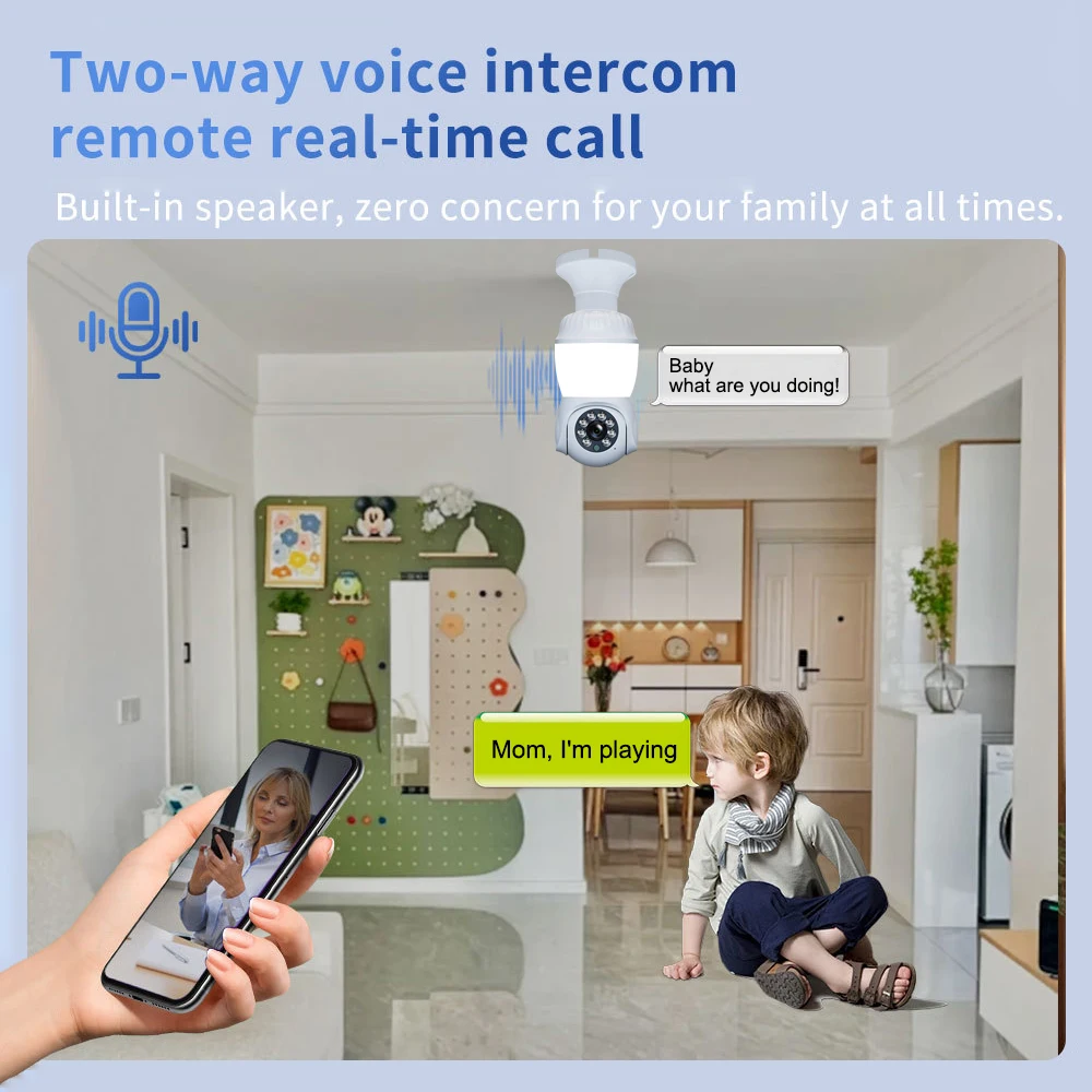 8MP E27 Bulb Camera Wifi PTZ Smart Security Tracking Two-way Audio Night Vision Surveillance with LED Bulb CCTV 5X Zoom Cameras