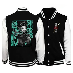 New Hot Anime Kamado Tanjirou Printed Baseball Jacket Women Men Long Sleeves Jersey Fashion Fleece Sportswear Coat