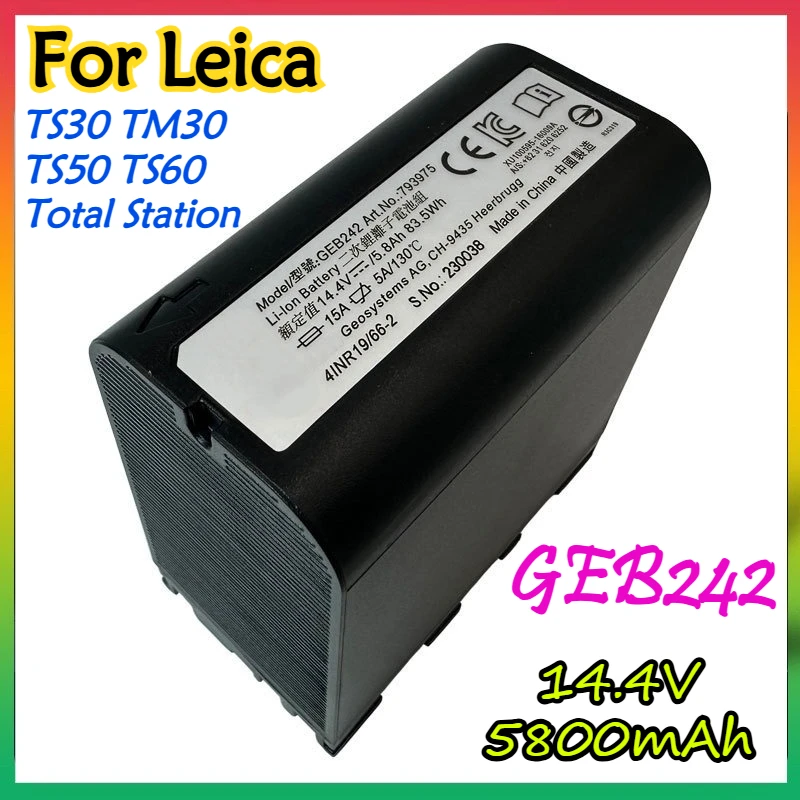 

14.4V 5800mAh GEB242 Lithium Battery for Leica TS30 TM30 TS50 TS60 Total Station Surveying Construction Instruments 793975