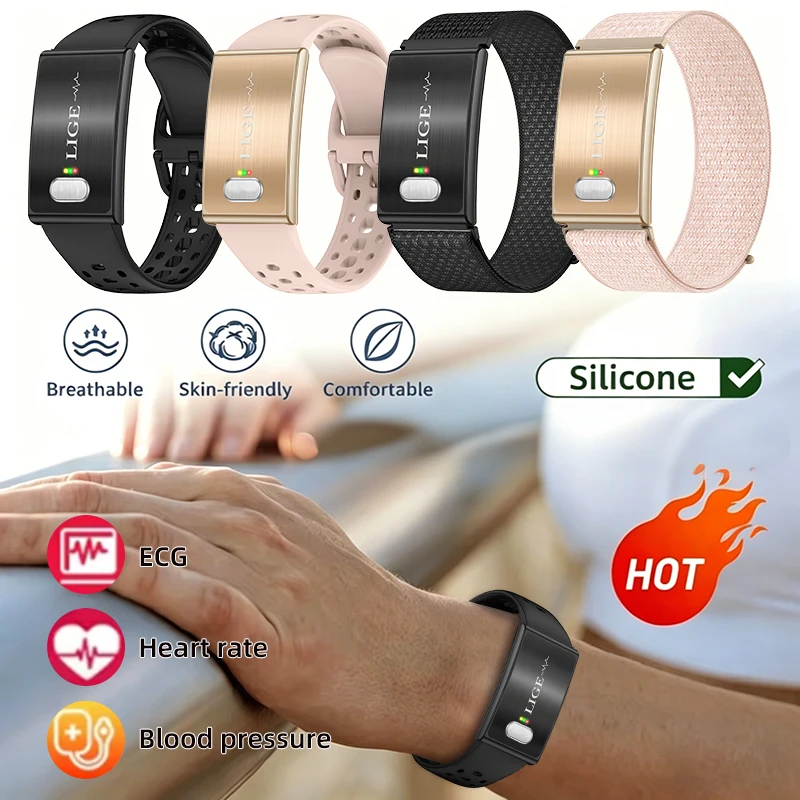 Pulseira Inteligente LIGE Sport com Monitor de Frequência Cardíaca, Pressão Arterial, HRV, Temperatura, Lembrete de Chamadas, Relógio Inteligente, Pul