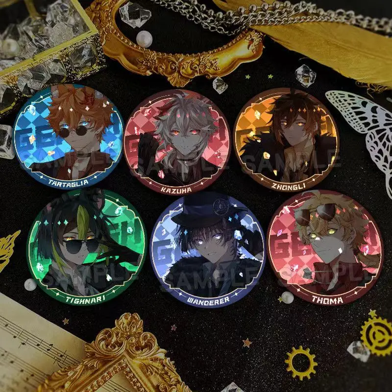 Game Cosplay Reflective Badge Balladeer Wanderer Tartaglia Kaedehara Kazuha Xianyun Morax Zhongli Pins Collection