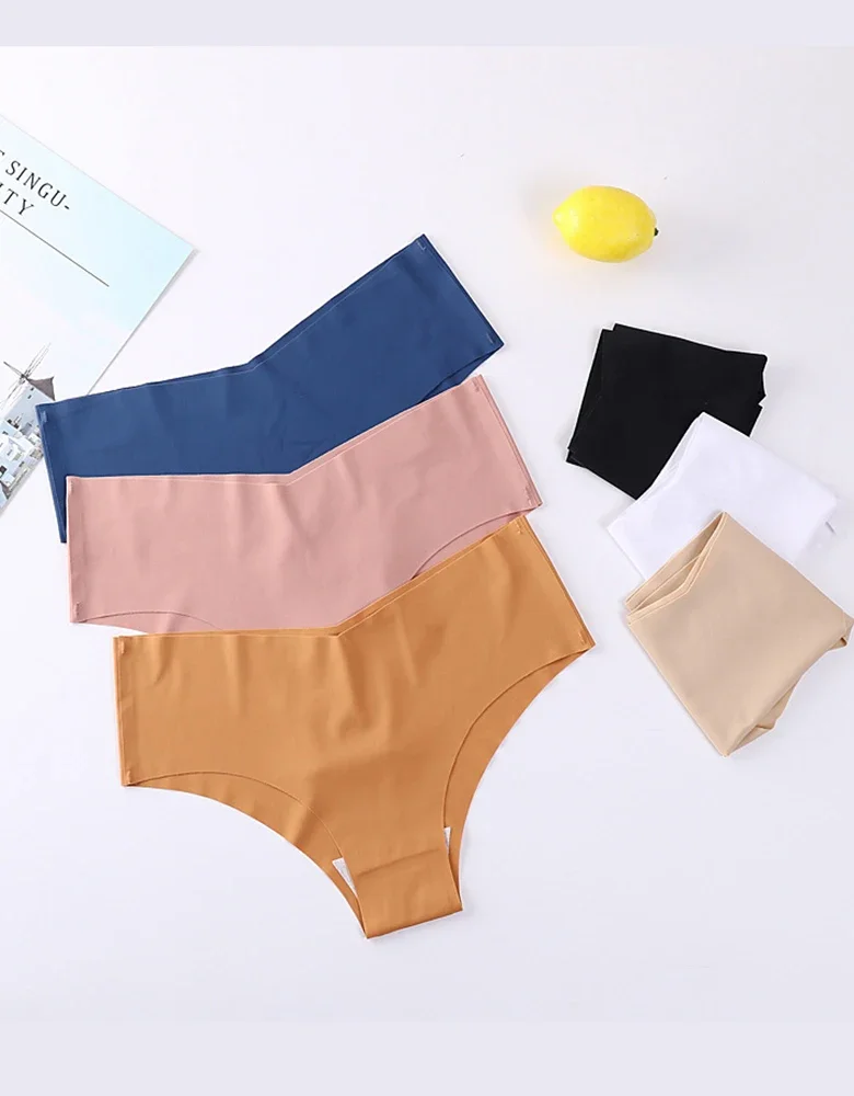 6pcs Women's Triangle Pants Seamless Underwear Breathable Simple Thin Close-Fitting Women's Underwear Invisible Wavy.
