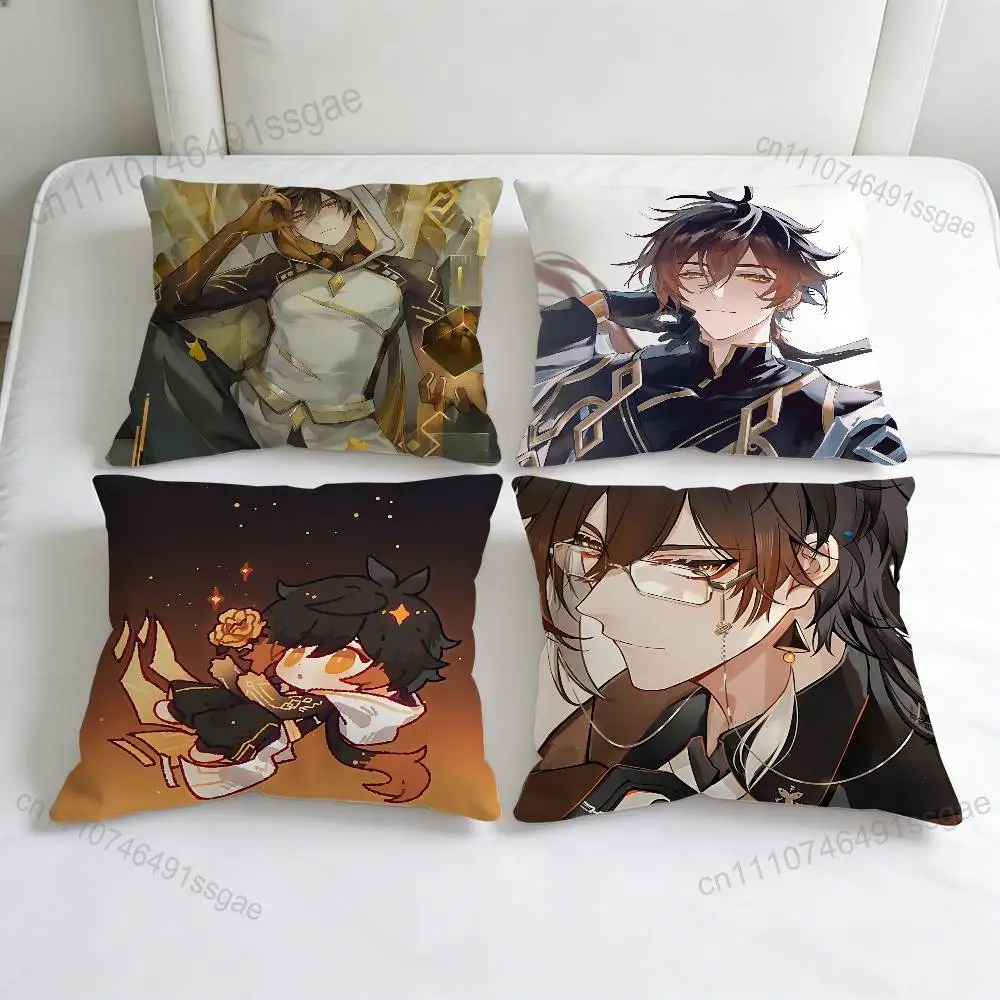 Zhongli G-Genshin Impact Fashion Square Pillow Case Durable Throw Pillow Cover for Sofa Couch Chair
