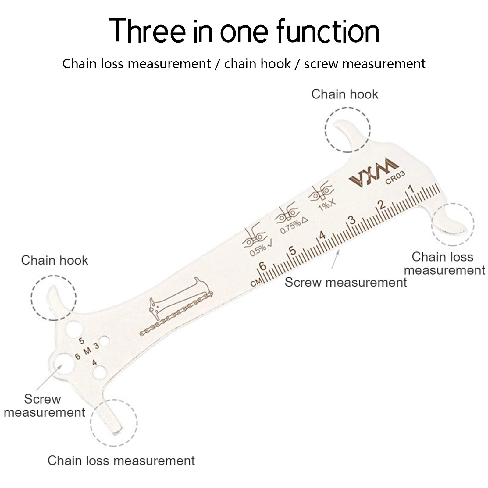 Bicycle Chain Wear Indicator Checker Multi-Functional 6in1 Mountain Road Bike Chains Gauge Measurement Ruler Cycling Repair Tool