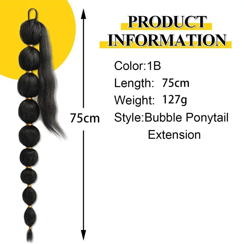 Bubble Ponytail Extension For Black Women Long Braided Ponytail Extension Afro Puff Ponytail Protective Style