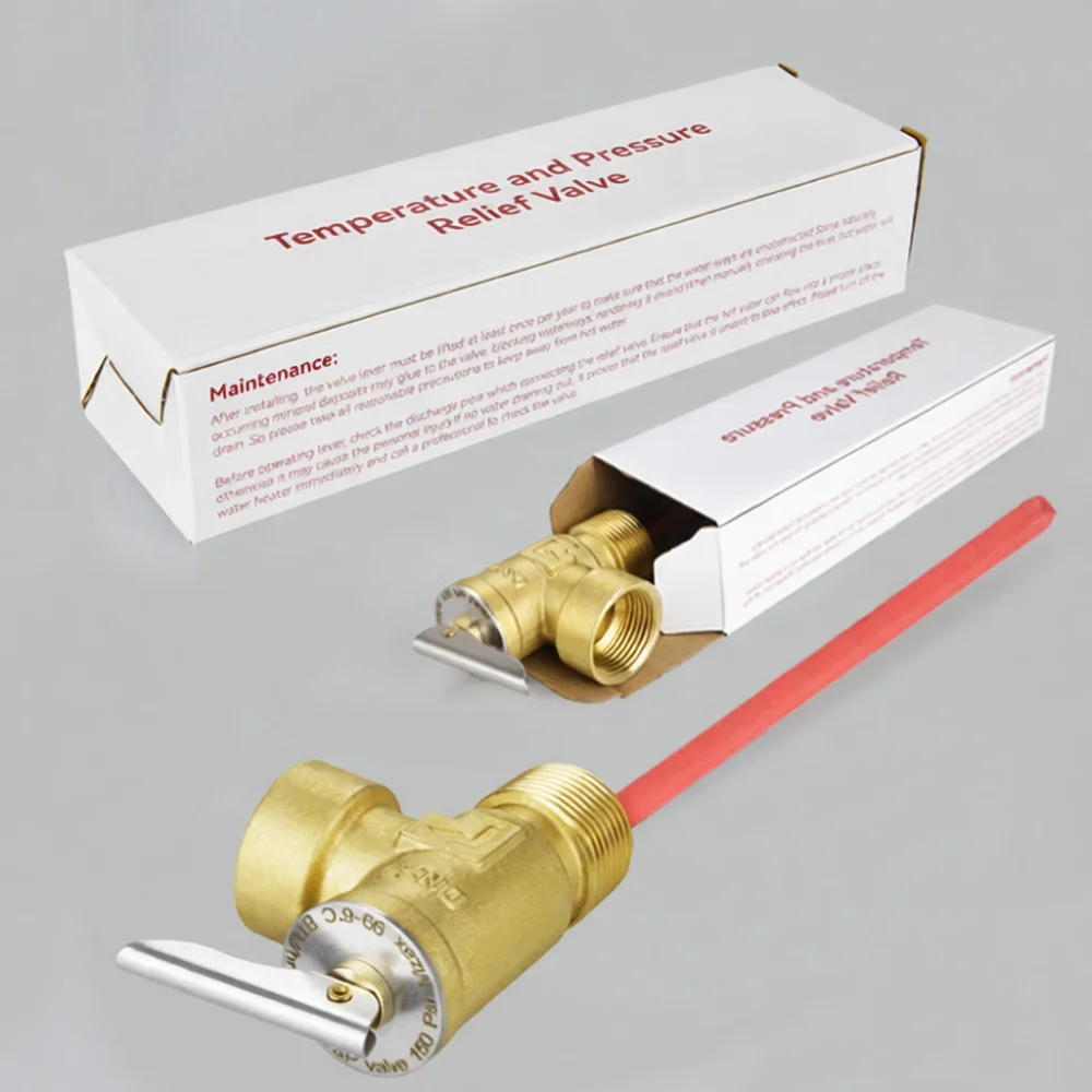 TMOK Brass Safety Valve Temperature Pressure Relief For Commercial Heating Boiler System Water Heater Thermal Guard