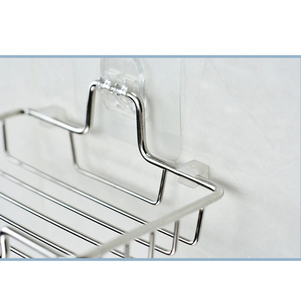 

2Pcs Draining Soap Dish Stainless Steel Wall Mounted Holder Shelf Bathroom Kitchen Storage Rack Sucker Mount Tile Glass