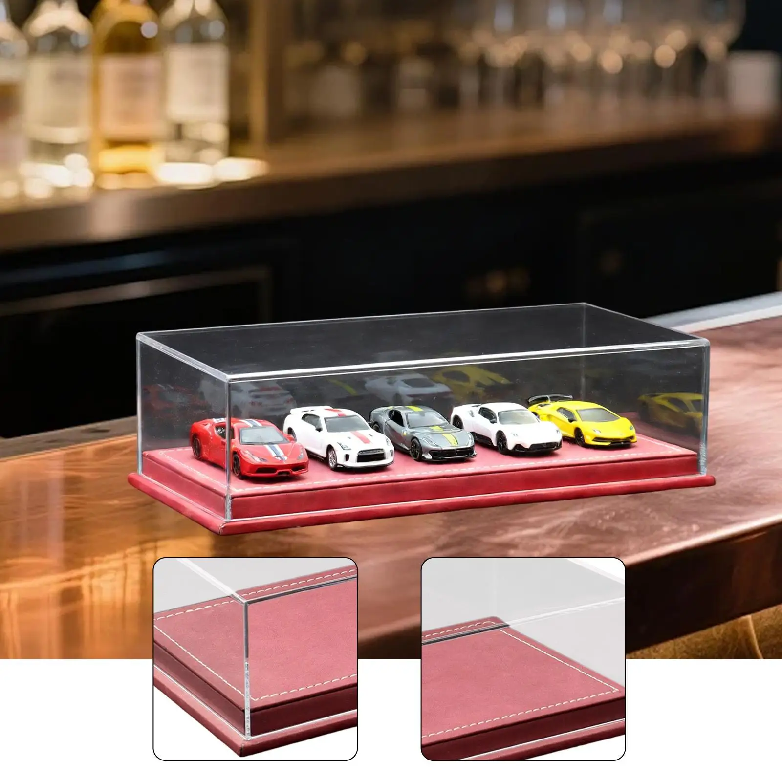 

Витрина для моделей автомобилей масштаба 1:64, с основанием из искусственной кожи, декор для дома, подарок для коллекционеров, органайзер для хранения литых моделей автомобилей