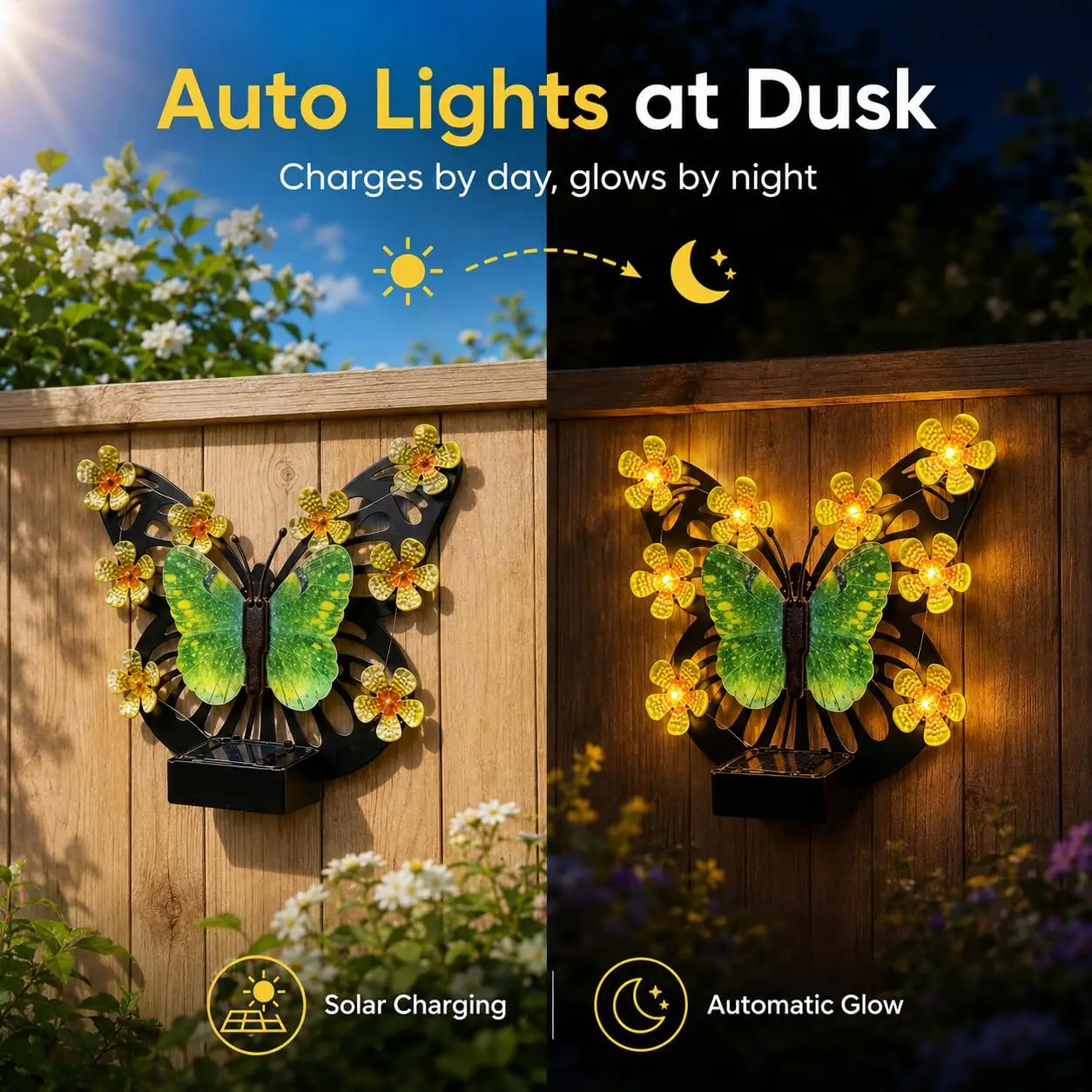 Solar Butterfly Lights Tdoor Over Garden Wall Illumination With Vibrant LED Butterfly Designs