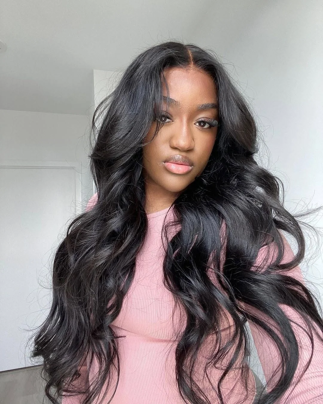 Pelucas de cabello humano Frontal de encaje ondulado 13 × 6, Color Natural transparente de 220 de densidad, prearrancado con peluca Frontal de pelo de bebé para mujer 1B