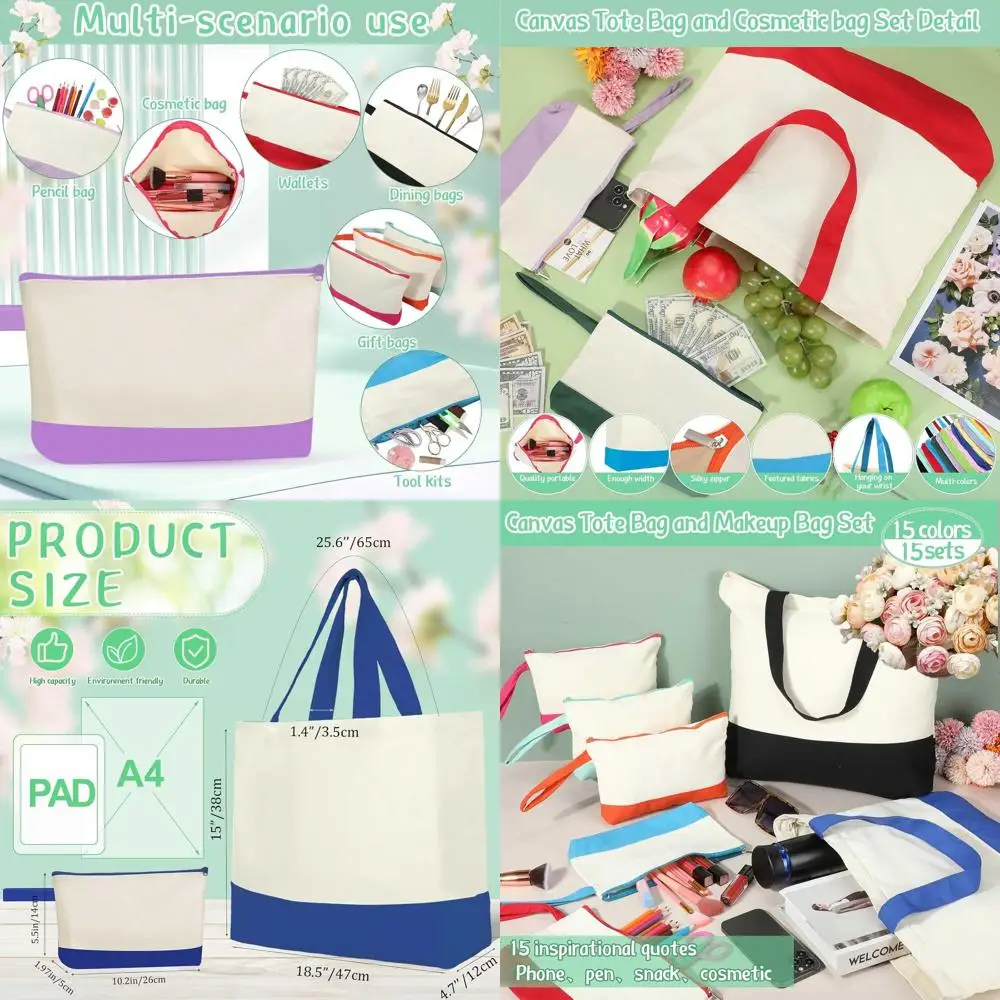 

Оптовые хлопковые сумки-тоут на молнии 18,5 дюймов - многоразовые сумки для покупок с ручками для рукоделия или косметики