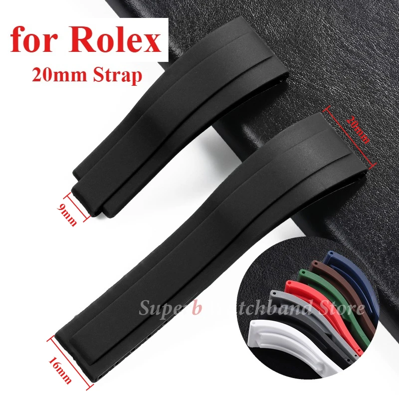 สายนาฬิกายางขนาด 20 มม. สําหรับ Rolex Water Ghost สายนาฬิกาสําหรับ Rolex Daytona Submariner GMT สร้อยข้อมือซิลิโคนกันน้ํา