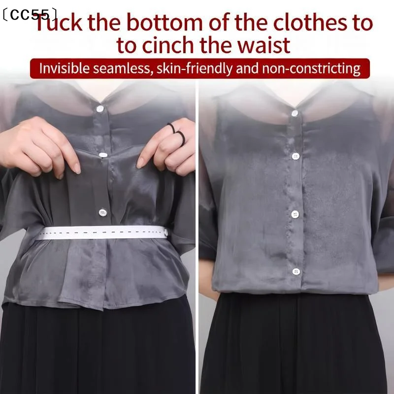 Invisible Shirt Tuck Band 3 Buttons Adjustable No Sew Waist Tightener Buckle No Trace Fixing Belt For T Shirt Wear Access〔CC55〕