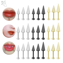 AOEDEJ 1 pz 16G in acciaio inox lungo Spike Labret Lip Stud argento Color oro PunK cono Helix cartilagine Tragus Piercing orecchino