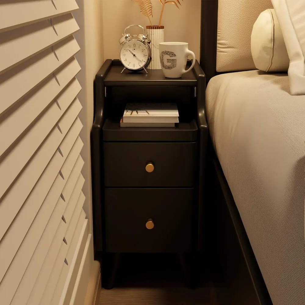 منضدة خشب الجوز المدمجة مع أدراج، طاولة جانبية رفيعة من الخشب الصلب لغرف النوم