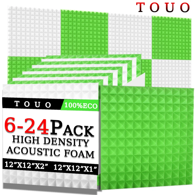 

TOUO 6/12/24 Pcs Acoustic Foam Pyramid Sound Absorbing Material Ktv Sound Insulation Foams Panels Studio Acoustic Treatment