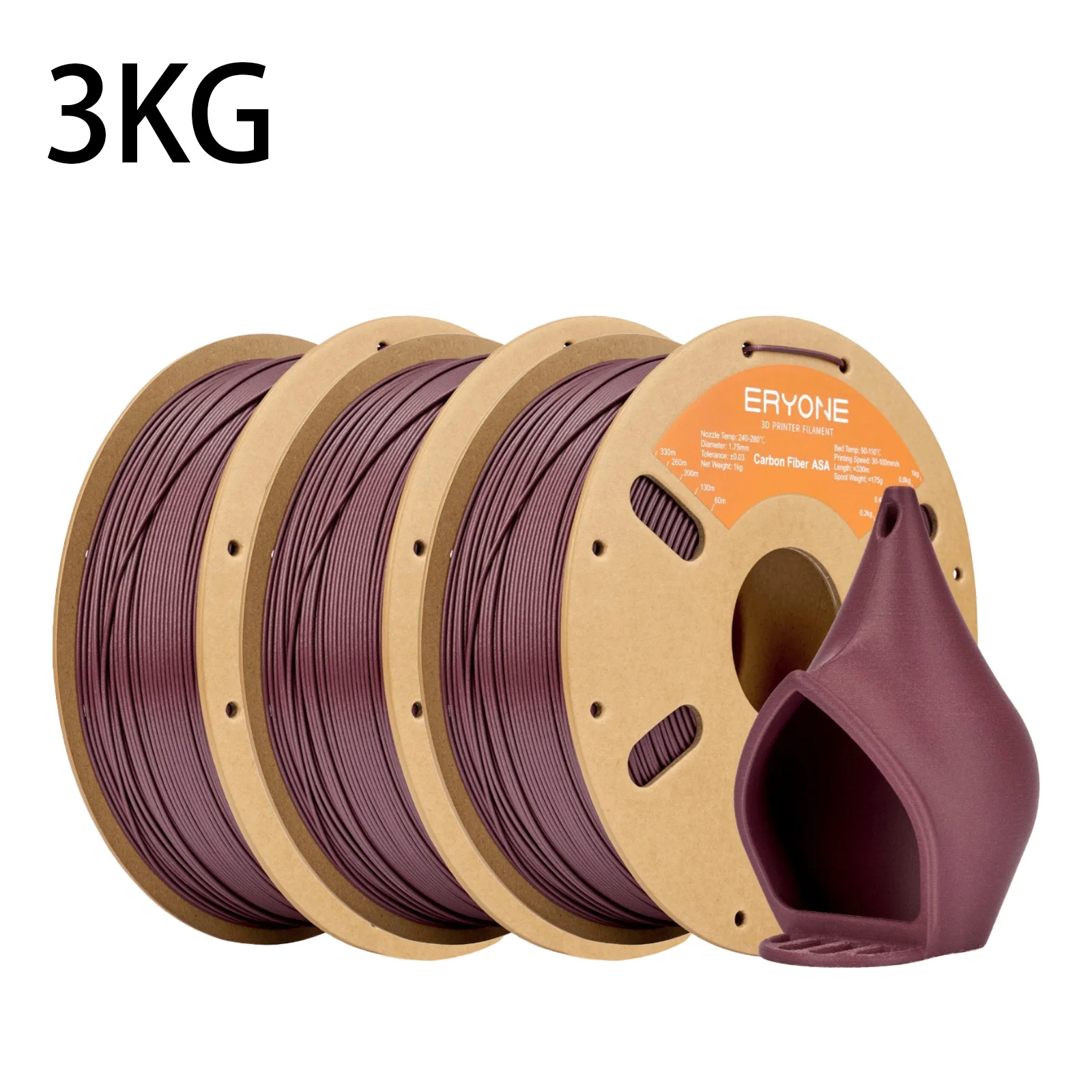 ERYONE 3KG Carbonfaser ASA Filament 1,75mm UV- und Witterungsbeständig, ASA CF 3D-Druckfilament Perfekt für den Außendruck