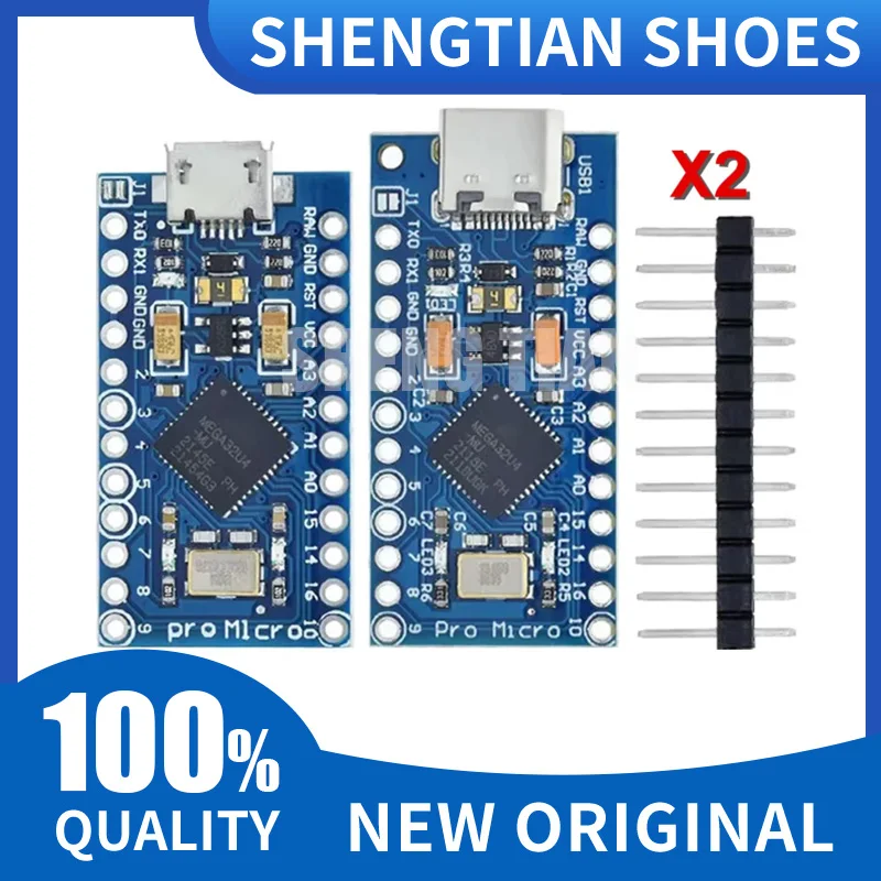 Pro Micro ATmega32U4 5V 16MHz Original Chip Replace ATmega328 For Arduino Pro Mini With 2 Row Pin Header For Leonardo UNOR3